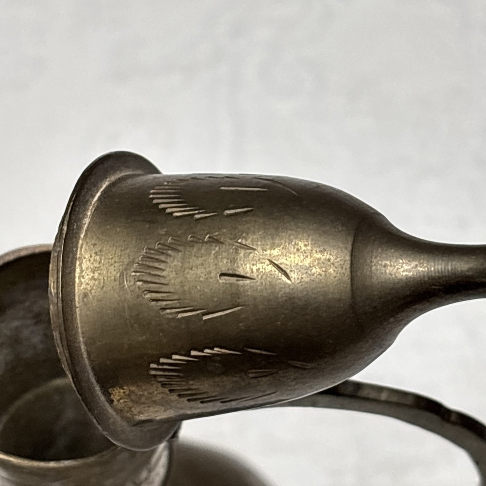Antique Indian Brass Teapot decor With Hinged Lid 10" Tall - Picture 10 of 16